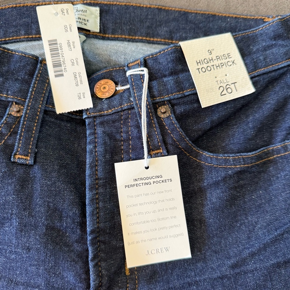 NWT J. Crew Women’s Toothpick Jeans 26 Tall Classic Wash - Picture 3 of 5